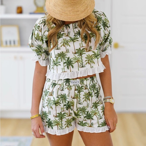 Fancydboutique Tropical Palm Print Two-Piece Set - Picture 1 of 7